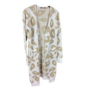 Cream and Tan Animal Print Cardigan Sweater